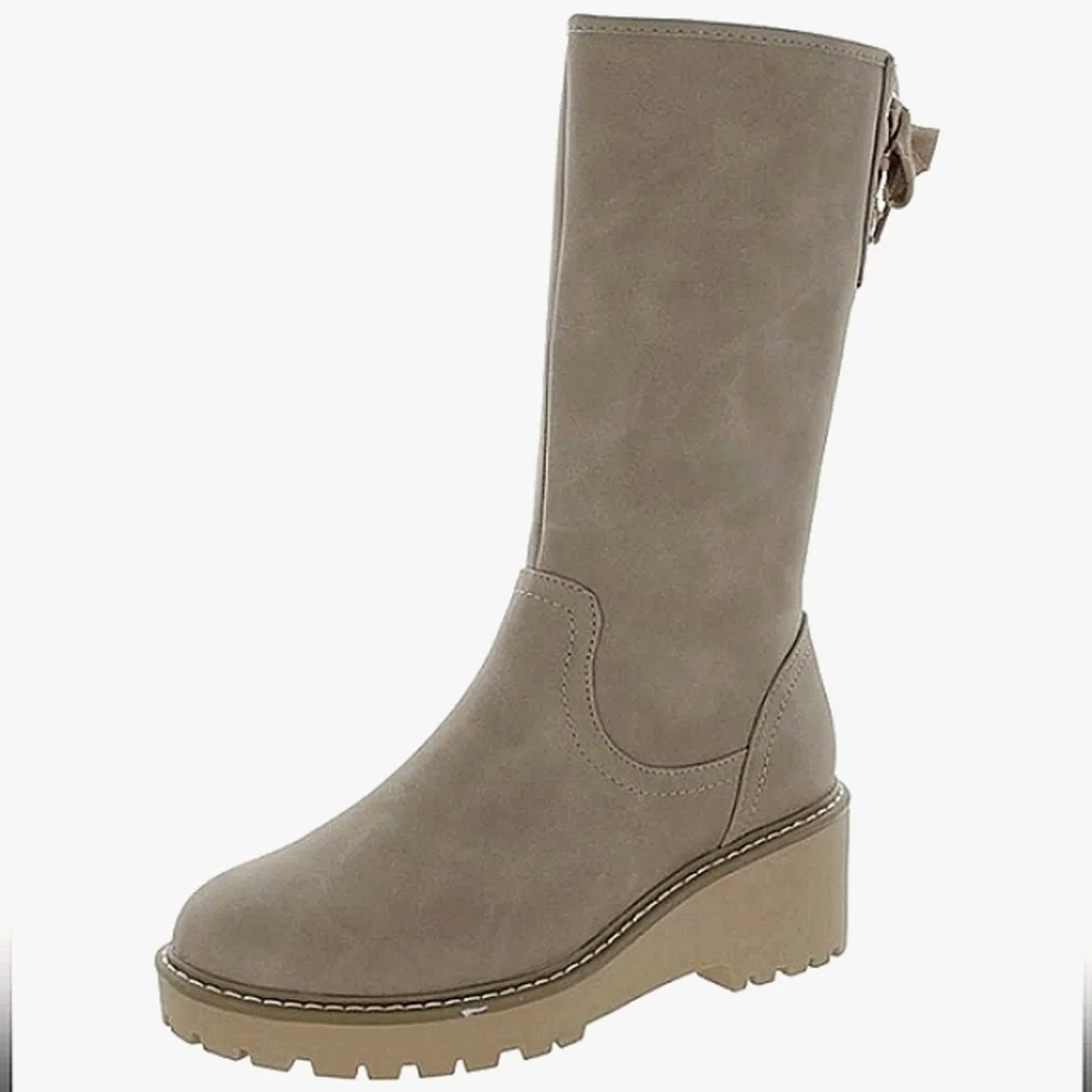 New w/o Box DV Dolce Vita Frankie Girl's Vegan Leather Mid-Calf Wedge Lug Boot